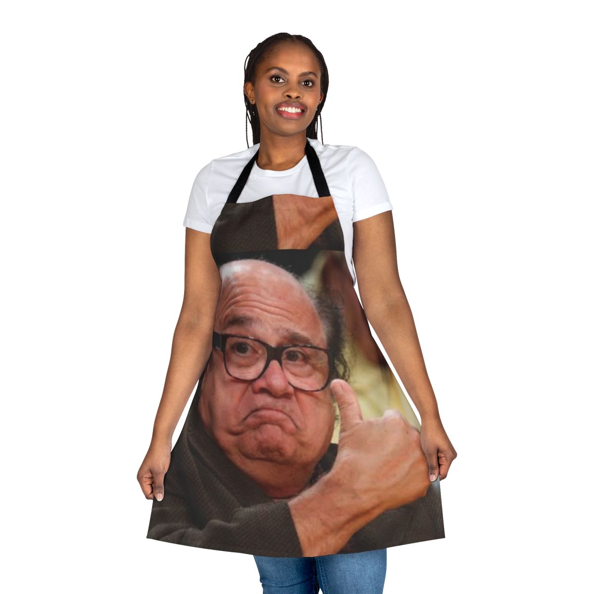 Stylish apron featuring a humorous Danny Devito design for fans of It's Always Sunny in Philadelphia