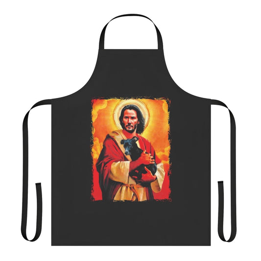 Apron featuring a dog and Keanu Reeves design, perfect for dog owners