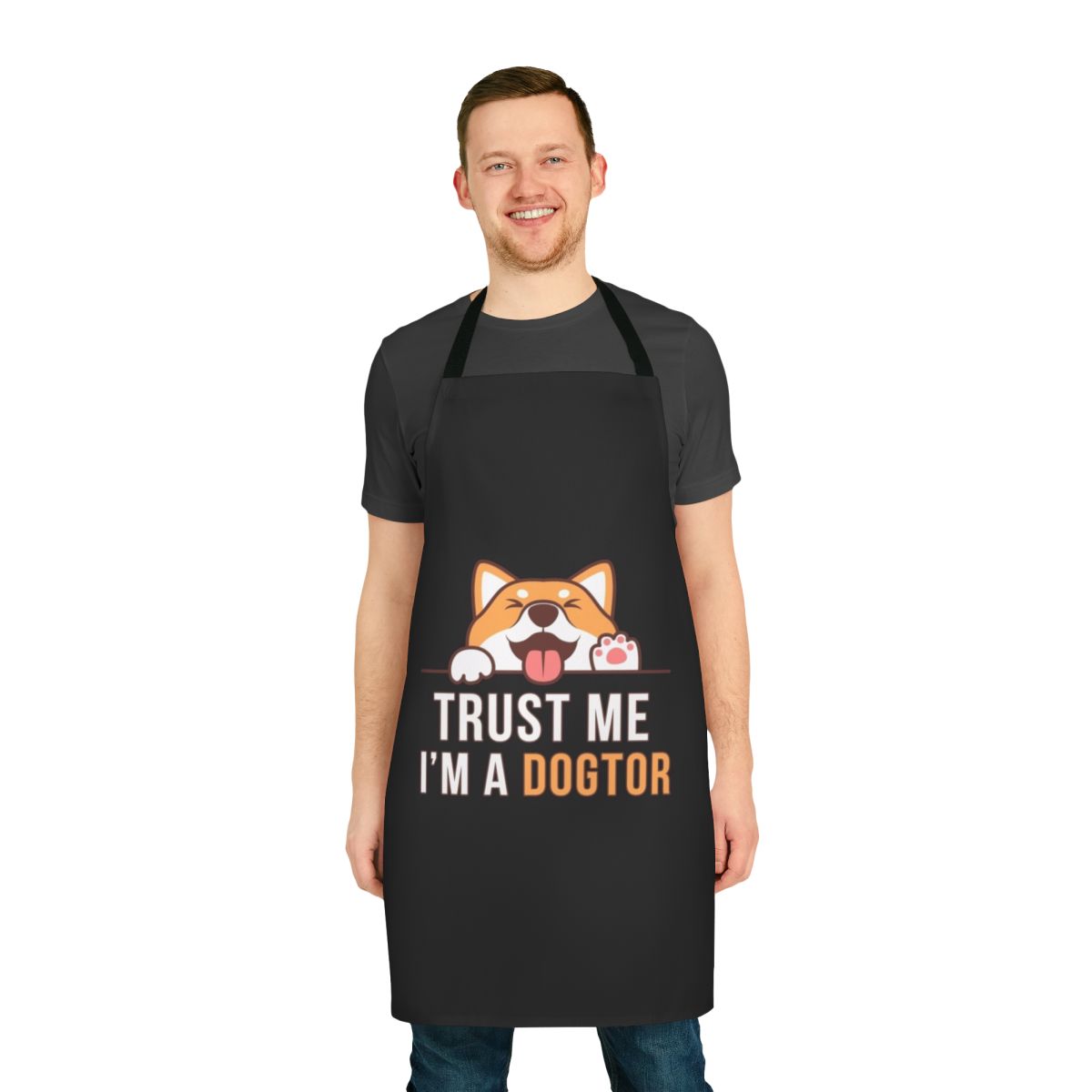 Funny Dogtor Vet Apron with text "Trust Me I'm a Dogtor"