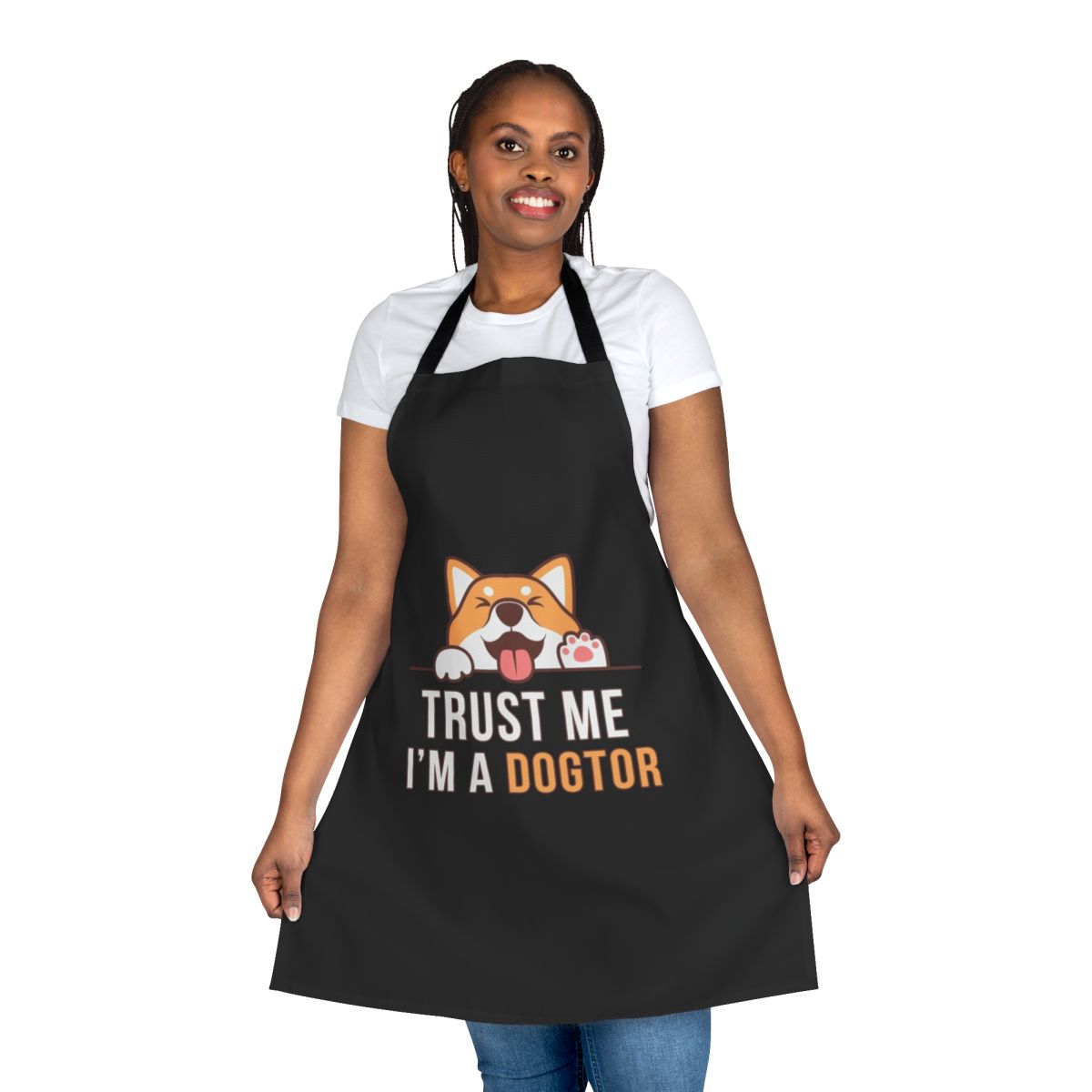 Funny Dogtor Vet Apron with text "Trust Me I'm a Dogtor"