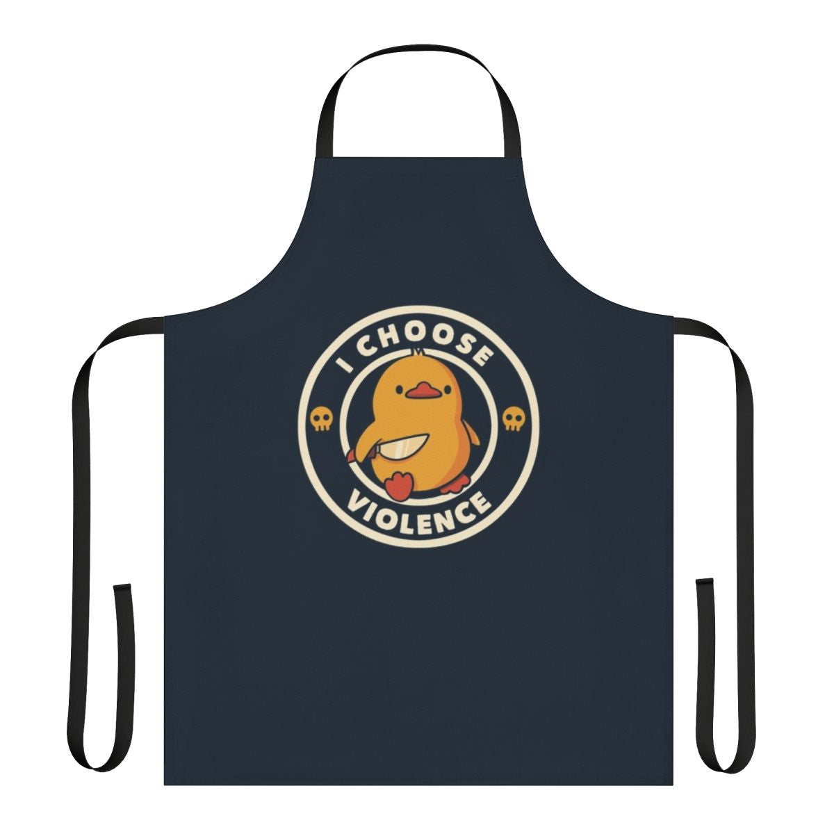 Apron featuring a humorous and edgy duck design by artist Tobe Fonseca
