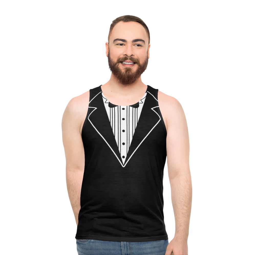Funny fake tuxedo unisex tank top