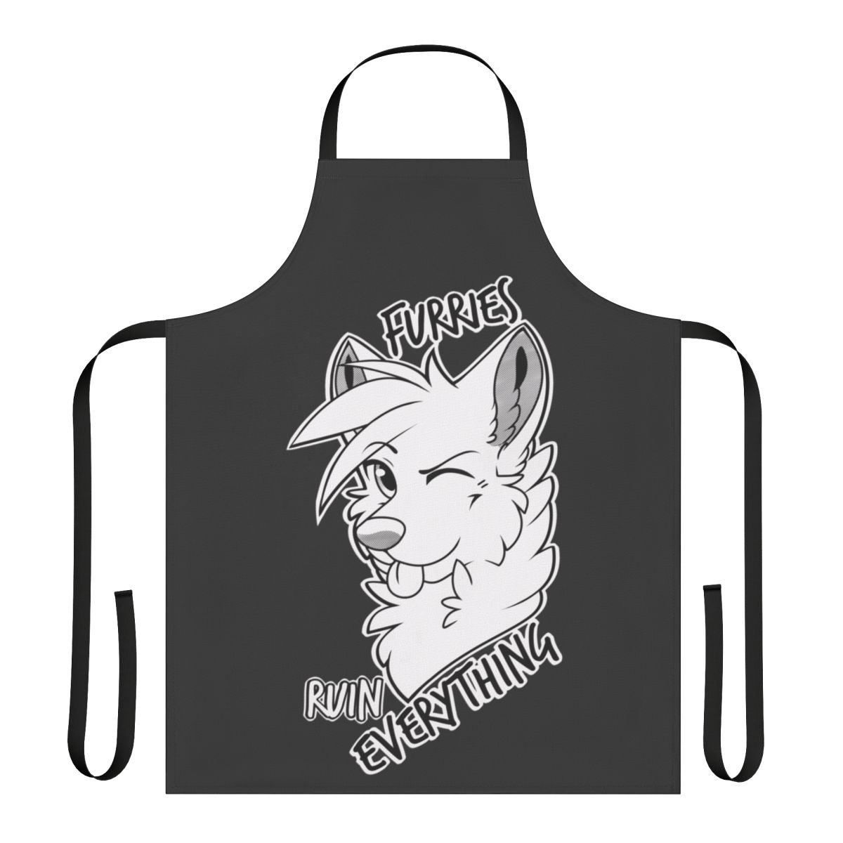 Funny furry apron featuring the text "Furries Ruin Everything" on an anthropomorphic design.