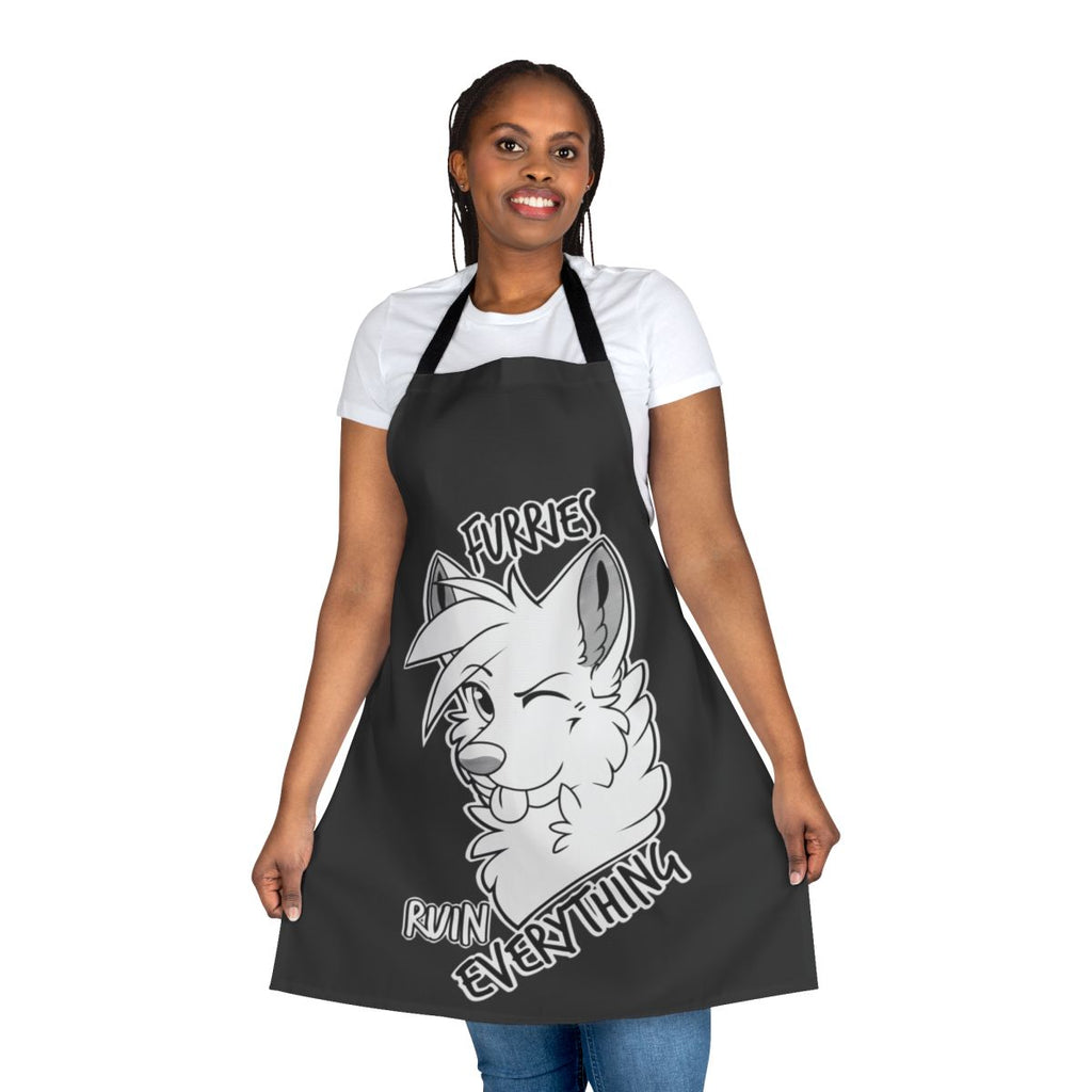 Funny furry apron featuring the text "Furries Ruin Everything" on an anthropomorphic design.