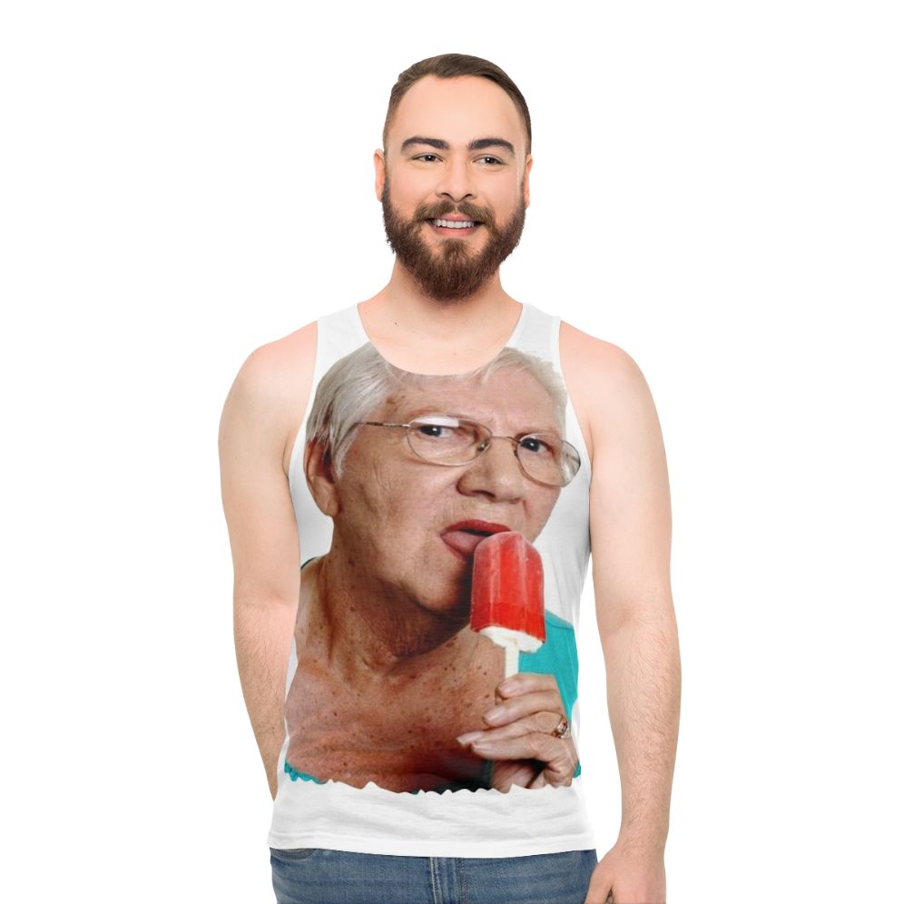 Funny granny ice cream unisex tank top
