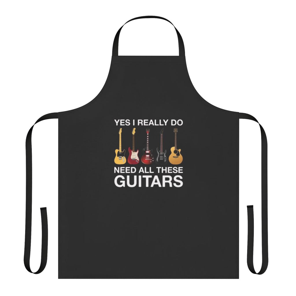 Apron with "Yes I Really Do Need All These Guitars" text and guitar icons