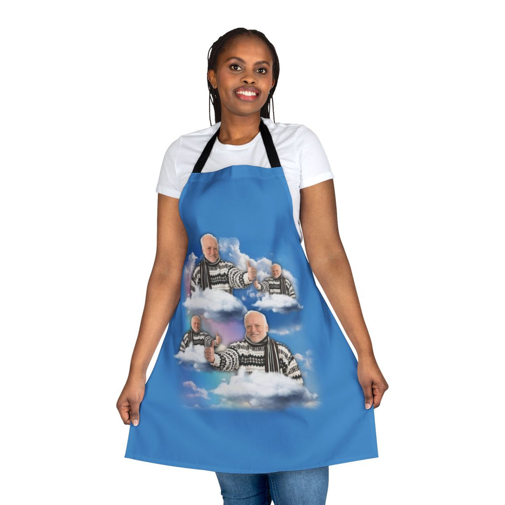 Funny apron featuring the 'Hide the Pain Harold' meme