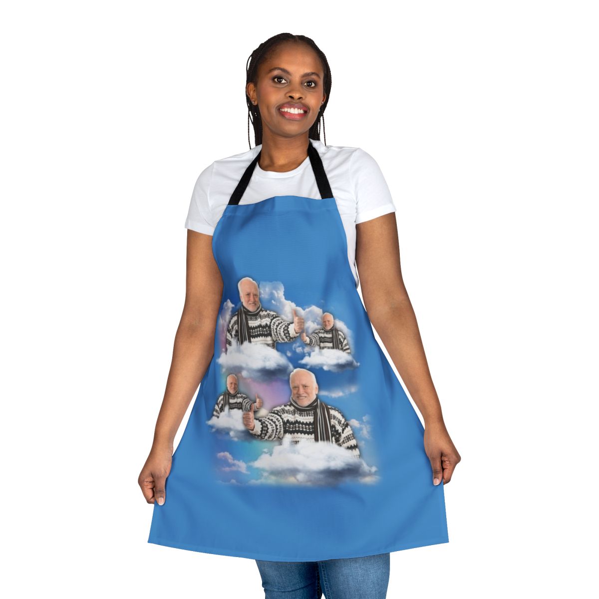 Funny apron featuring the 'Hide the Pain Harold' meme