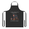 Hovawart dog wearing a funny "Hovawart and Wine" apron