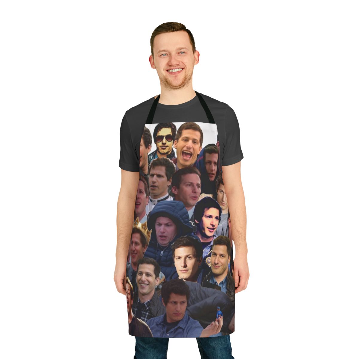 Apron featuring a humorous design inspired by the character Jake Peralta from the TV show Brooklyn Nine-Nine