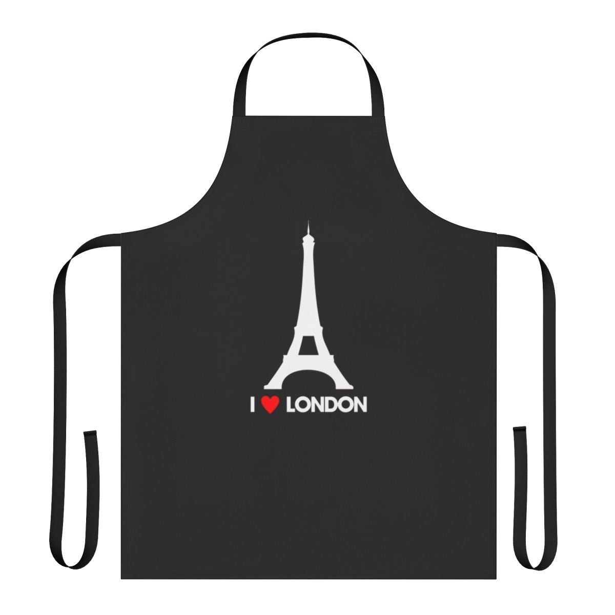Apron with a playful London Eiffel Tower design and joke