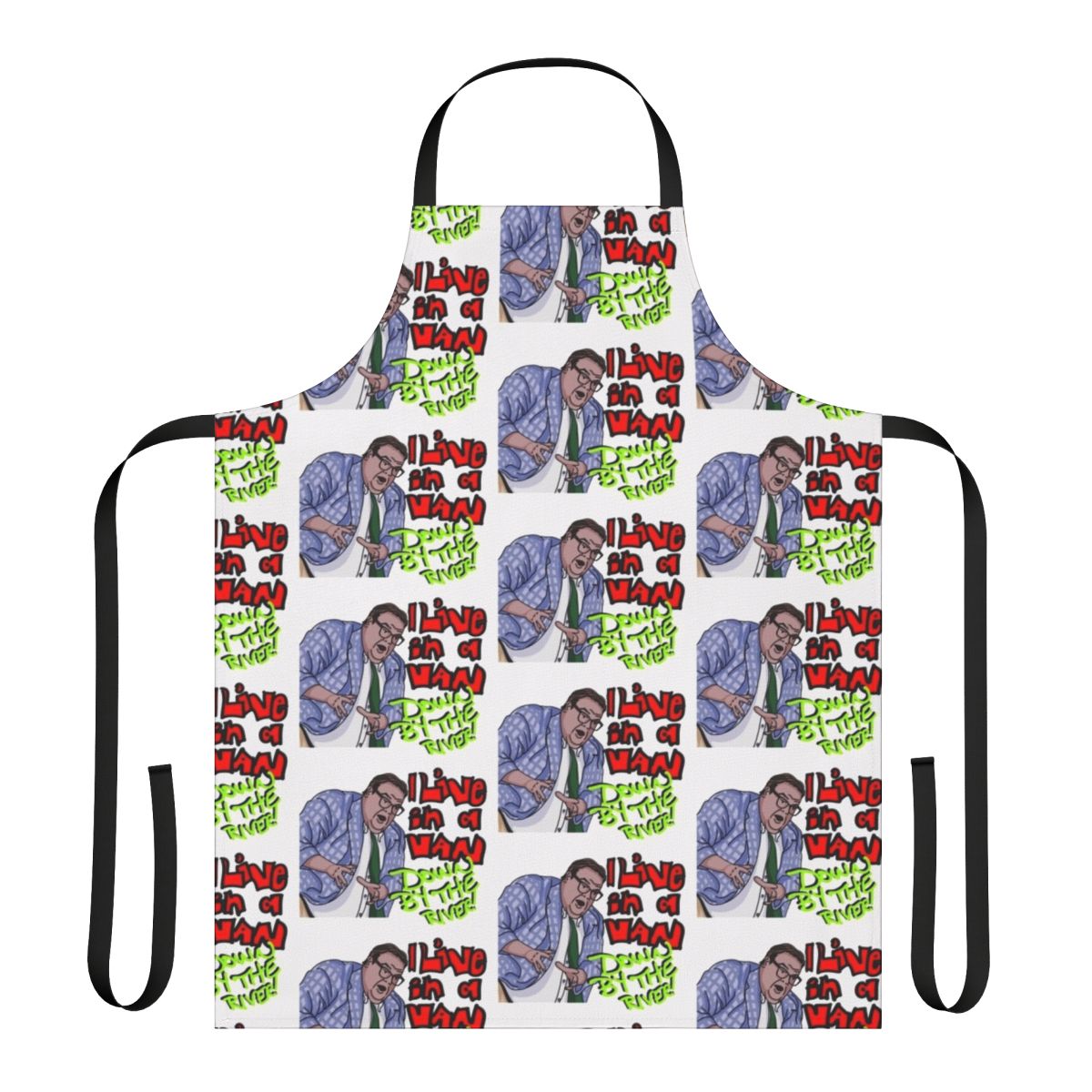 Matt Foley inspired van life design printed on a high-quality apron