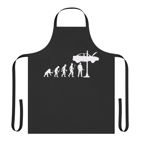 "Funny mechanic apron with evolution of man silhouette design"