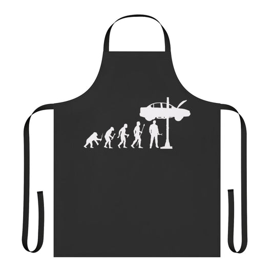 "Funny mechanic apron with evolution of man silhouette design"
