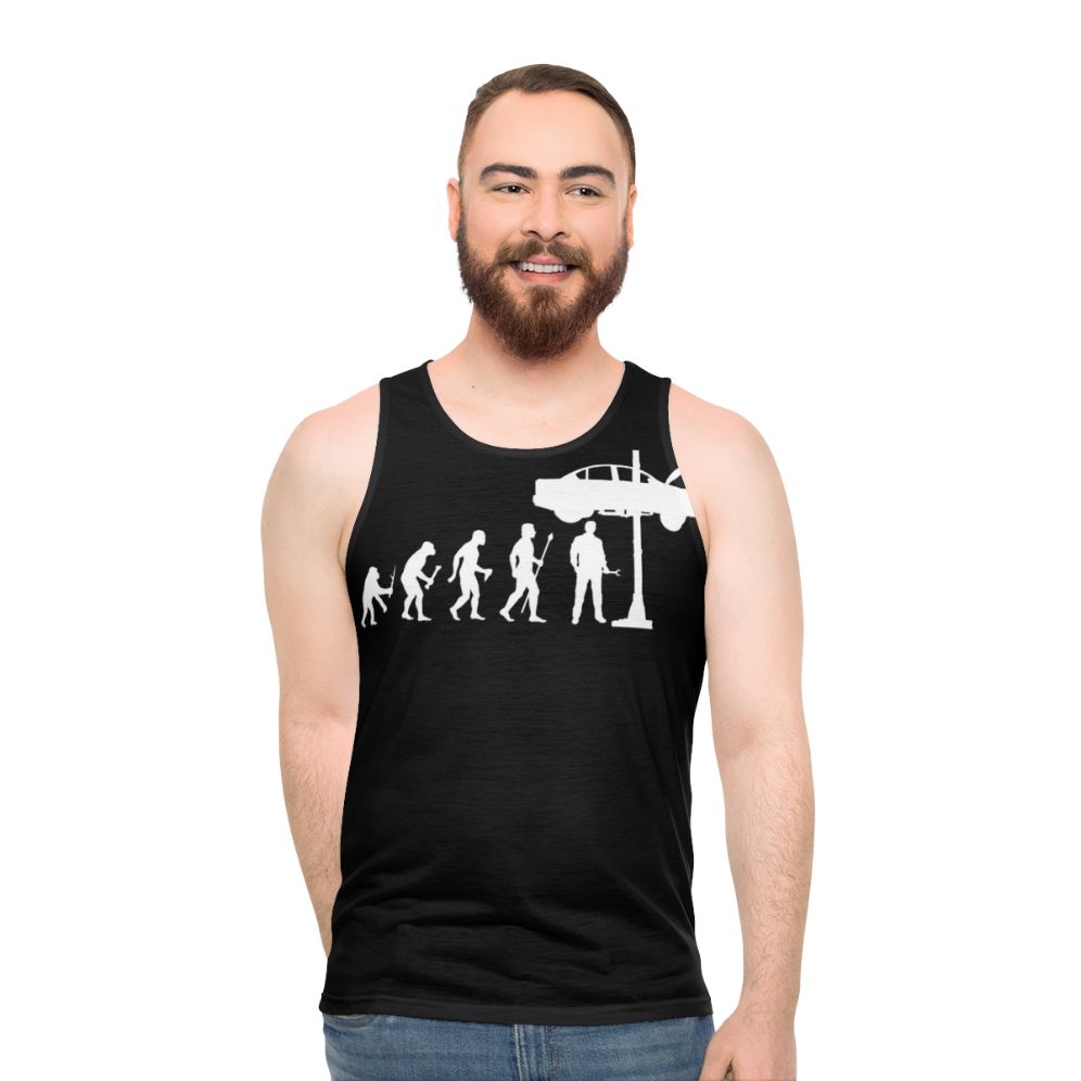 Funny mechanic evolution unisex tank top