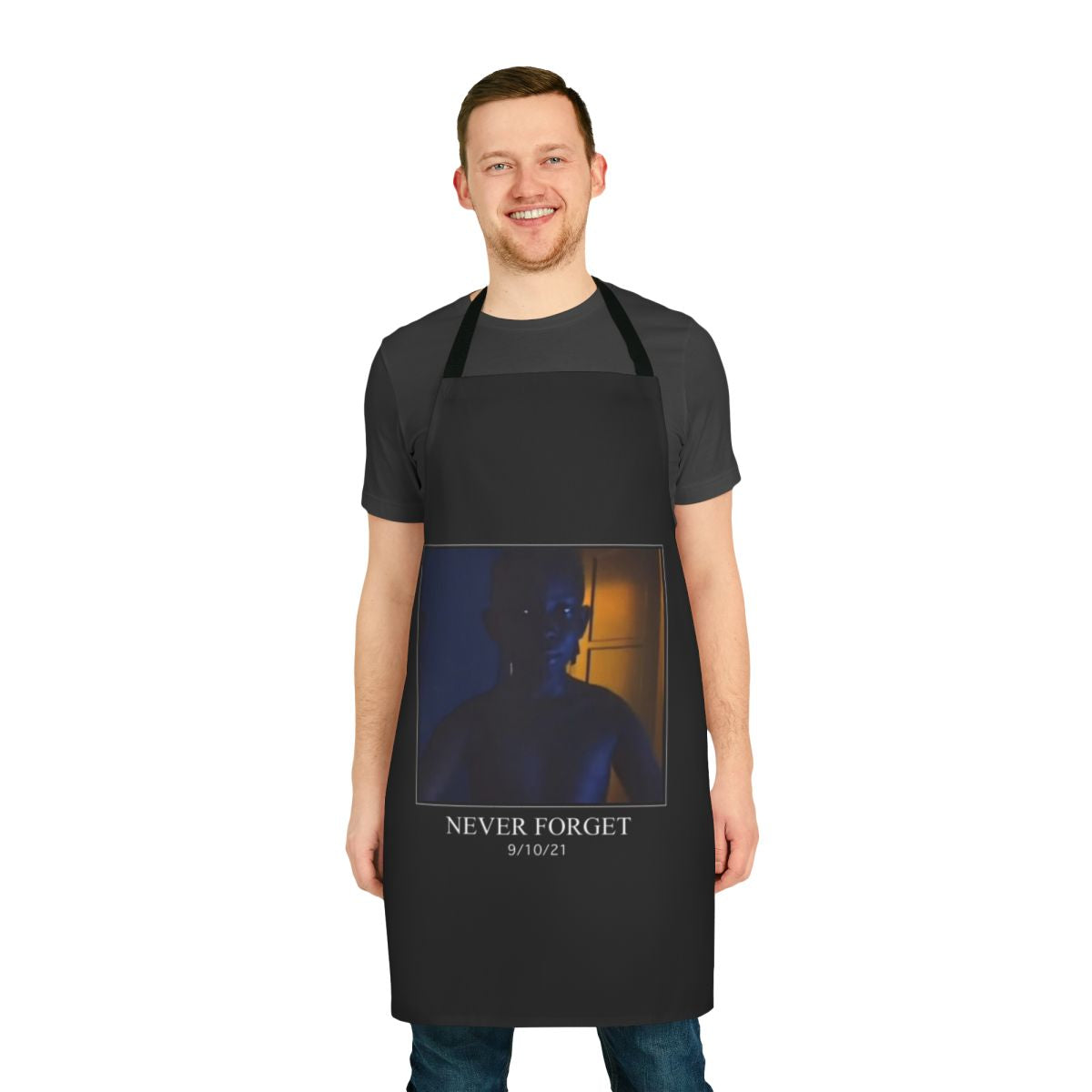 Apron featuring the "9 + 10 = 21" meme design