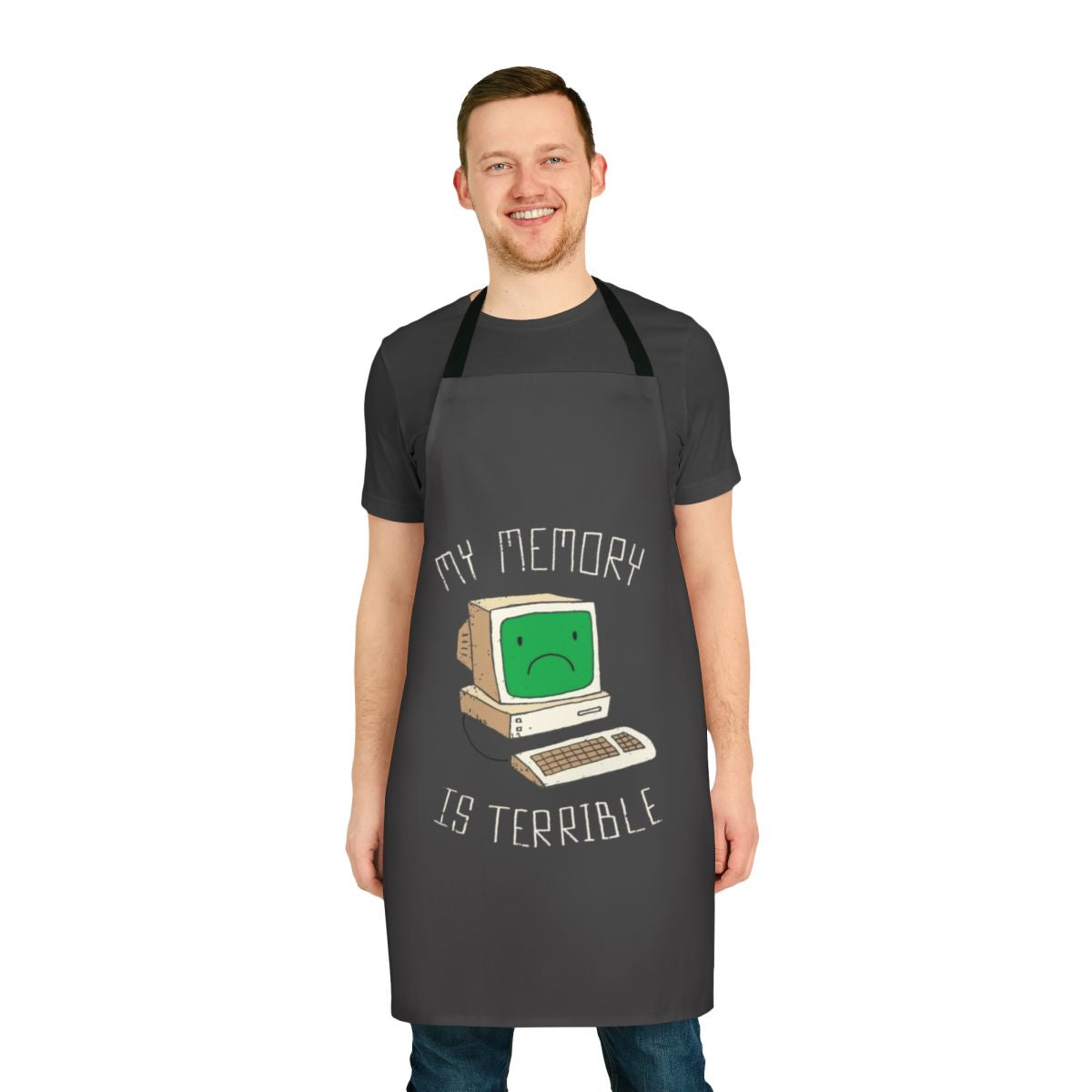 Humorous apron with "My Memory Is Terrible" design, perfect for geeky chefs