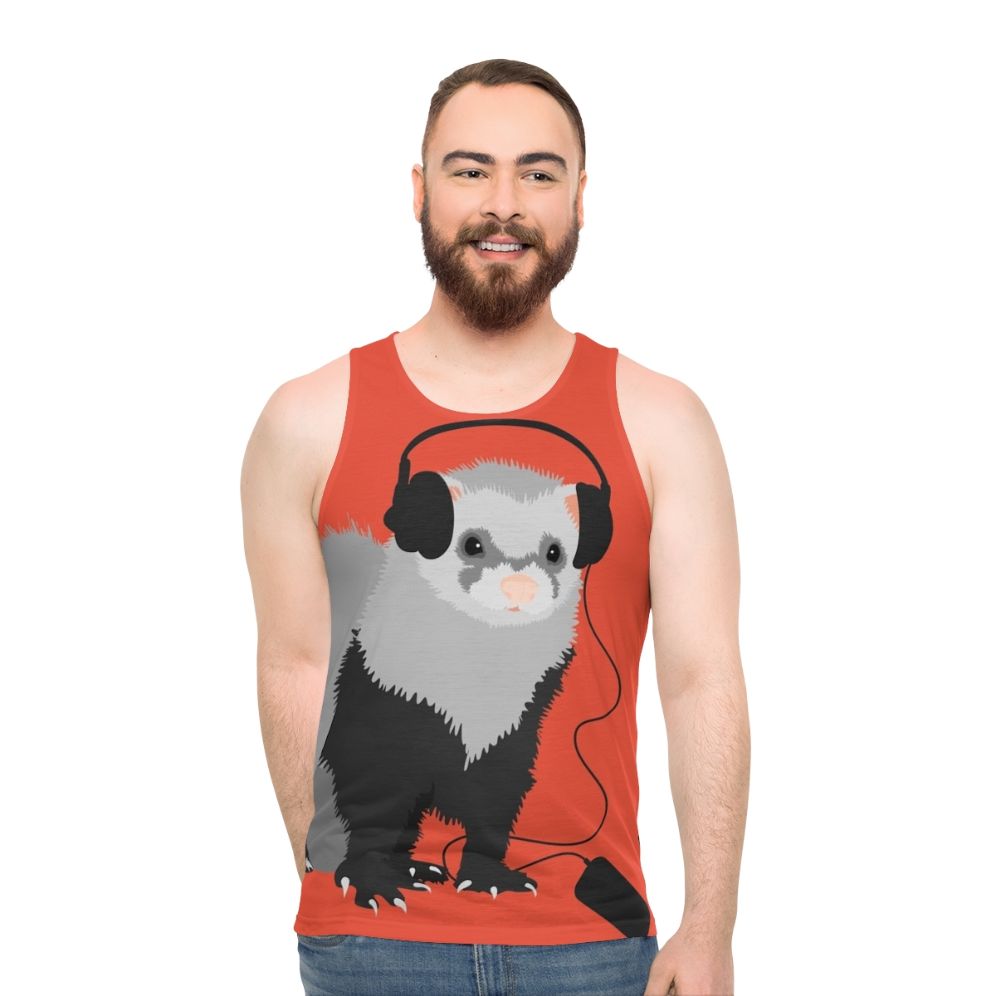 Funny musical ferret unisex tank top
