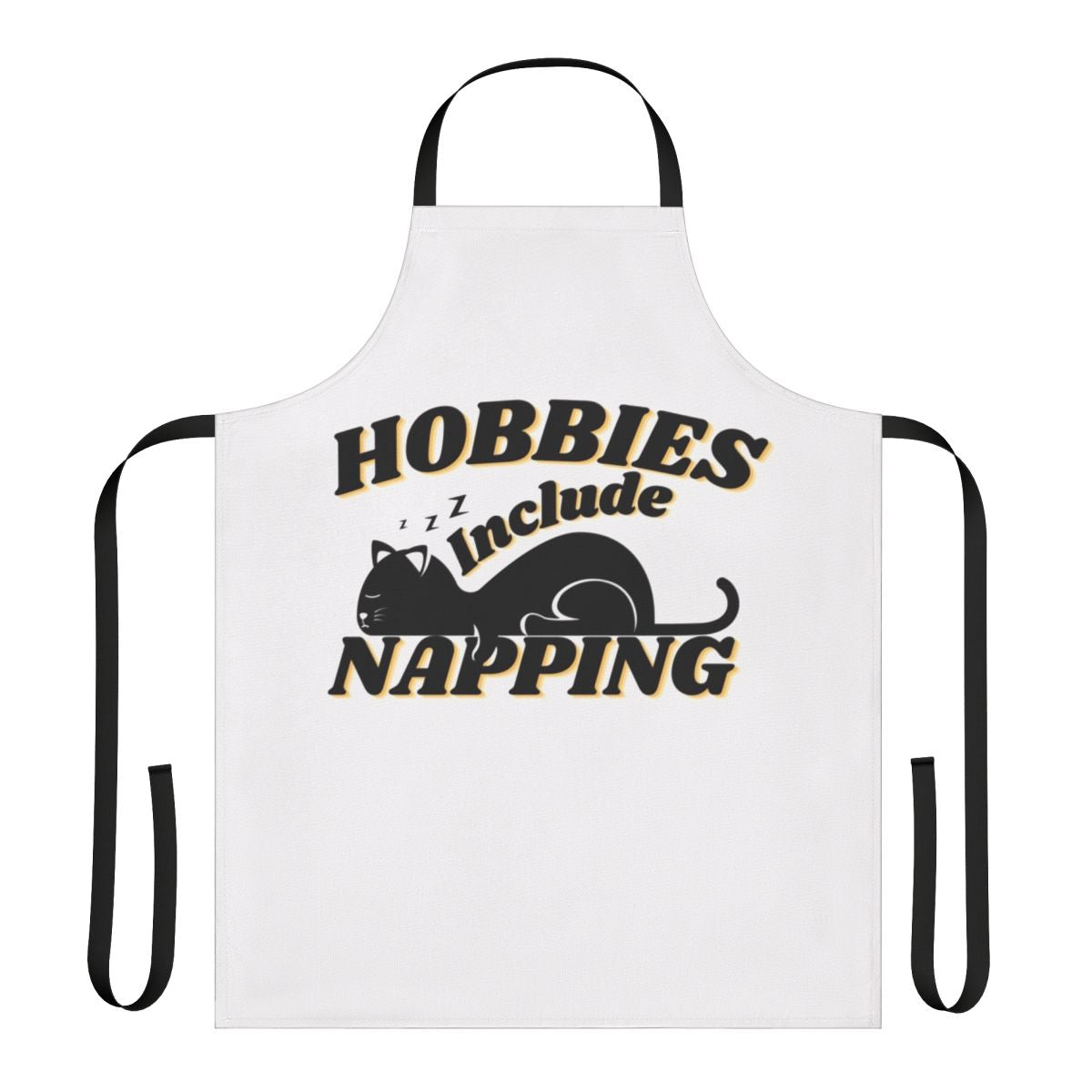 Funny apron with "Hobbies Include Napping" design, perfect for anyone who loves to nap.