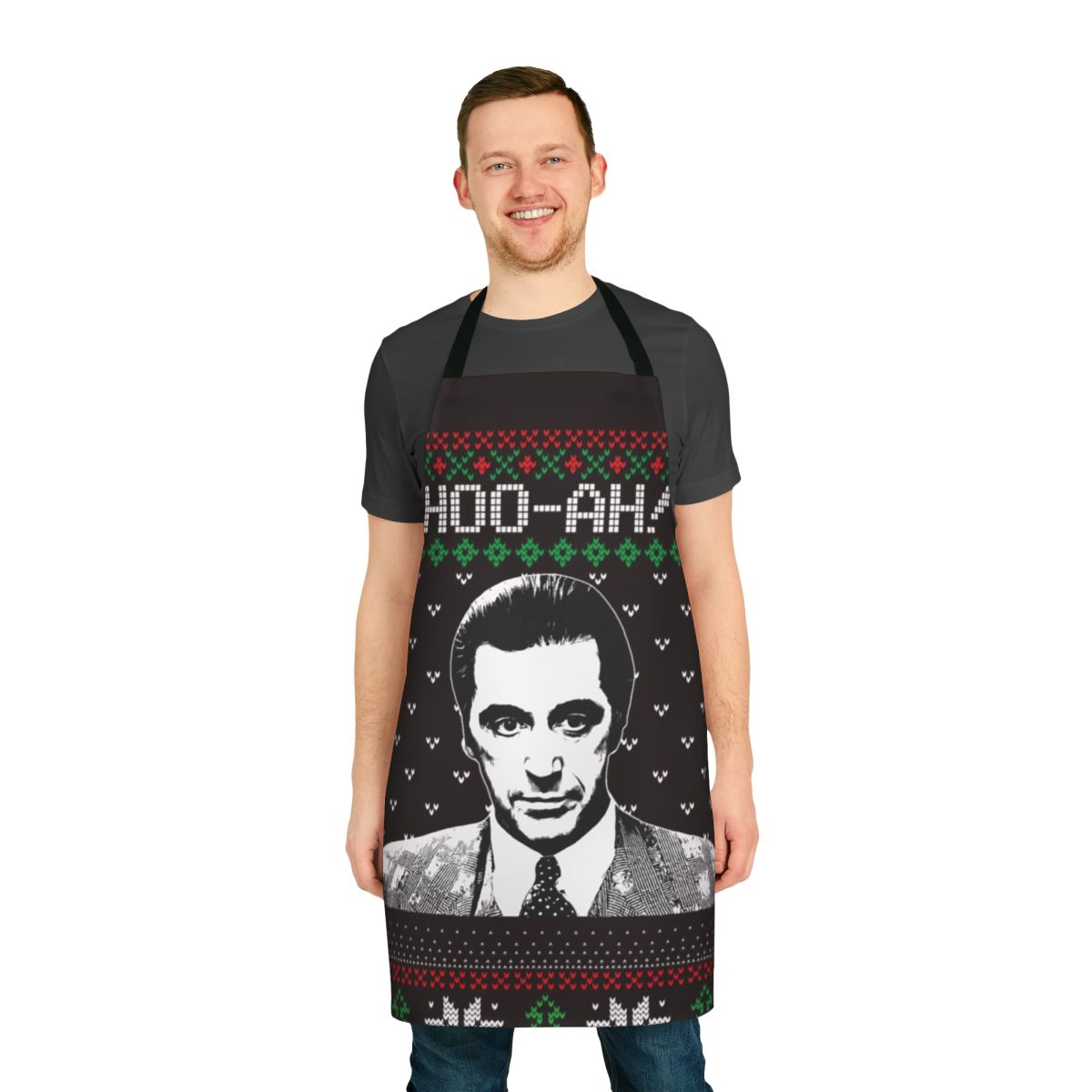 Funny and unique "Scent of a Woman" themed apron with comedy design