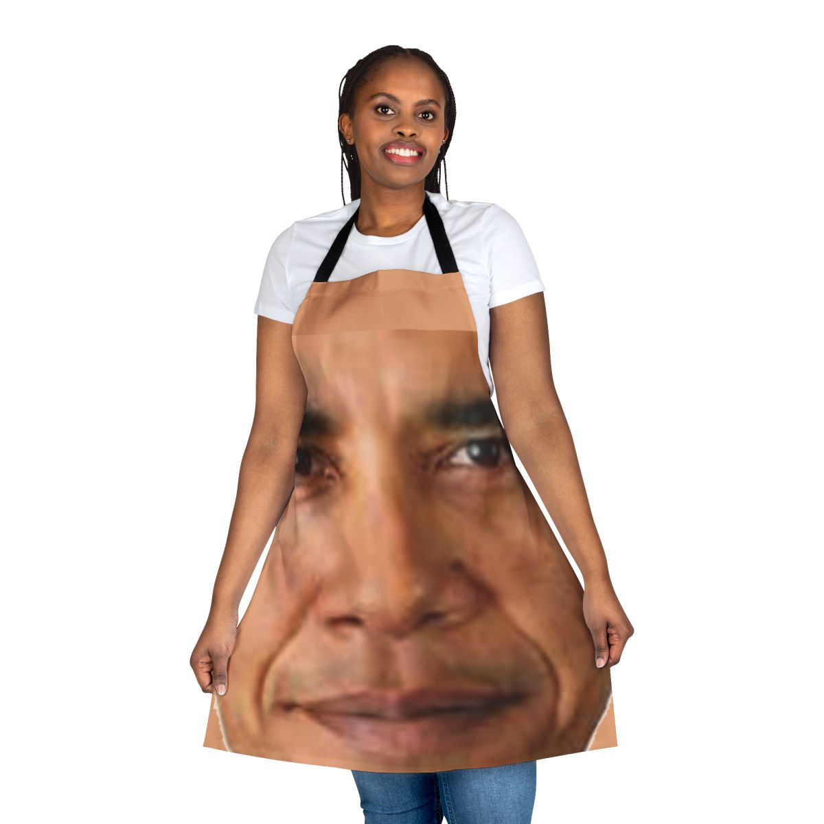 Stylish Obama face apron with a modern, satirical design