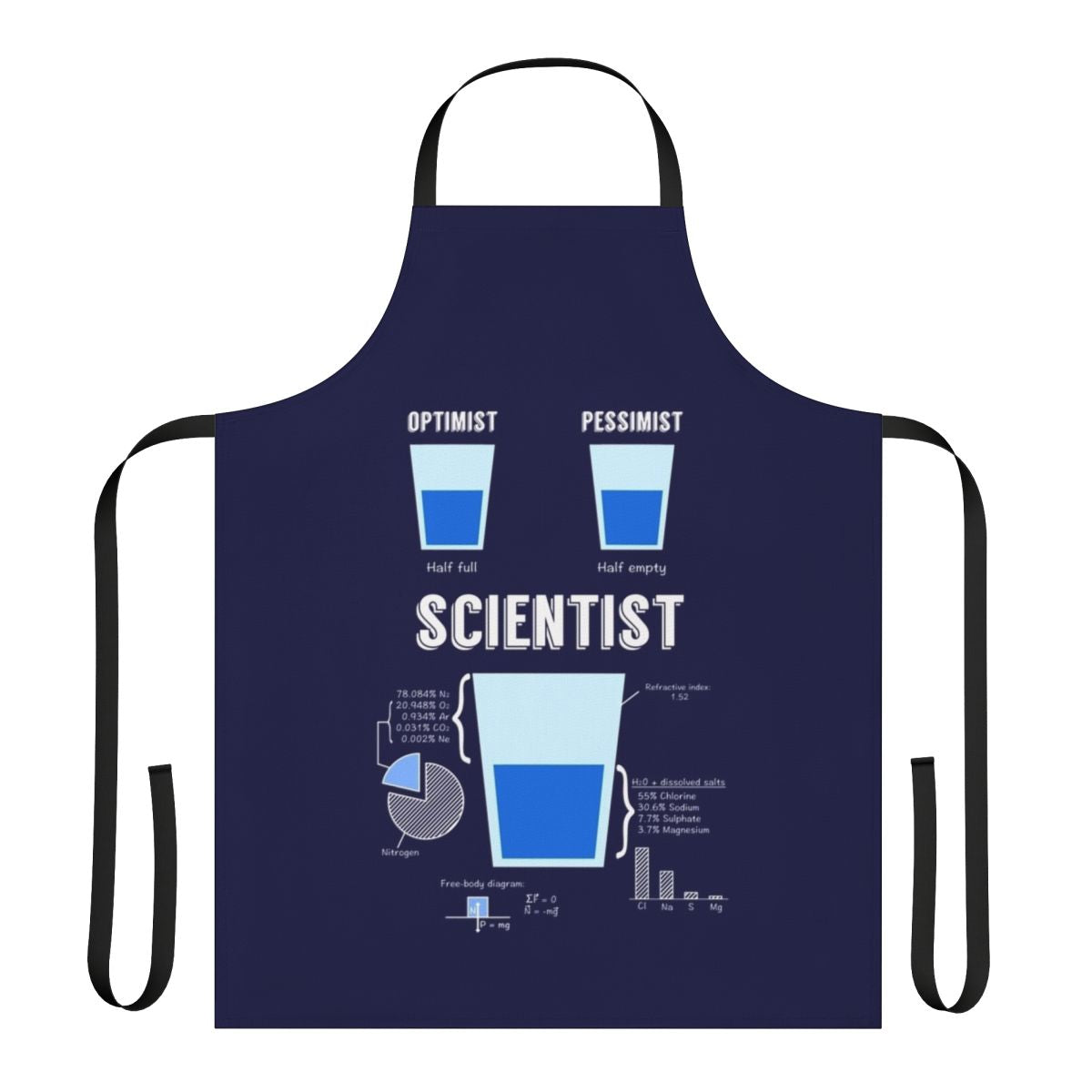 Optimist Pessimist Scientist Apron - Funny and Unique Scientific Humor Apparel