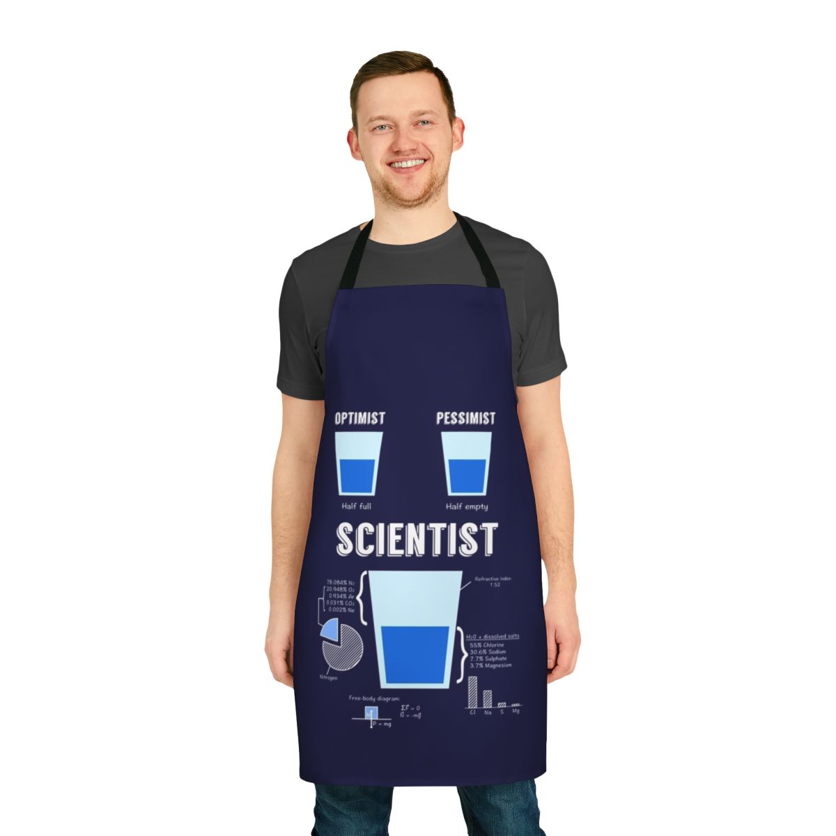 Optimist Pessimist Scientist Apron - Funny and Unique Scientific Humor Apparel