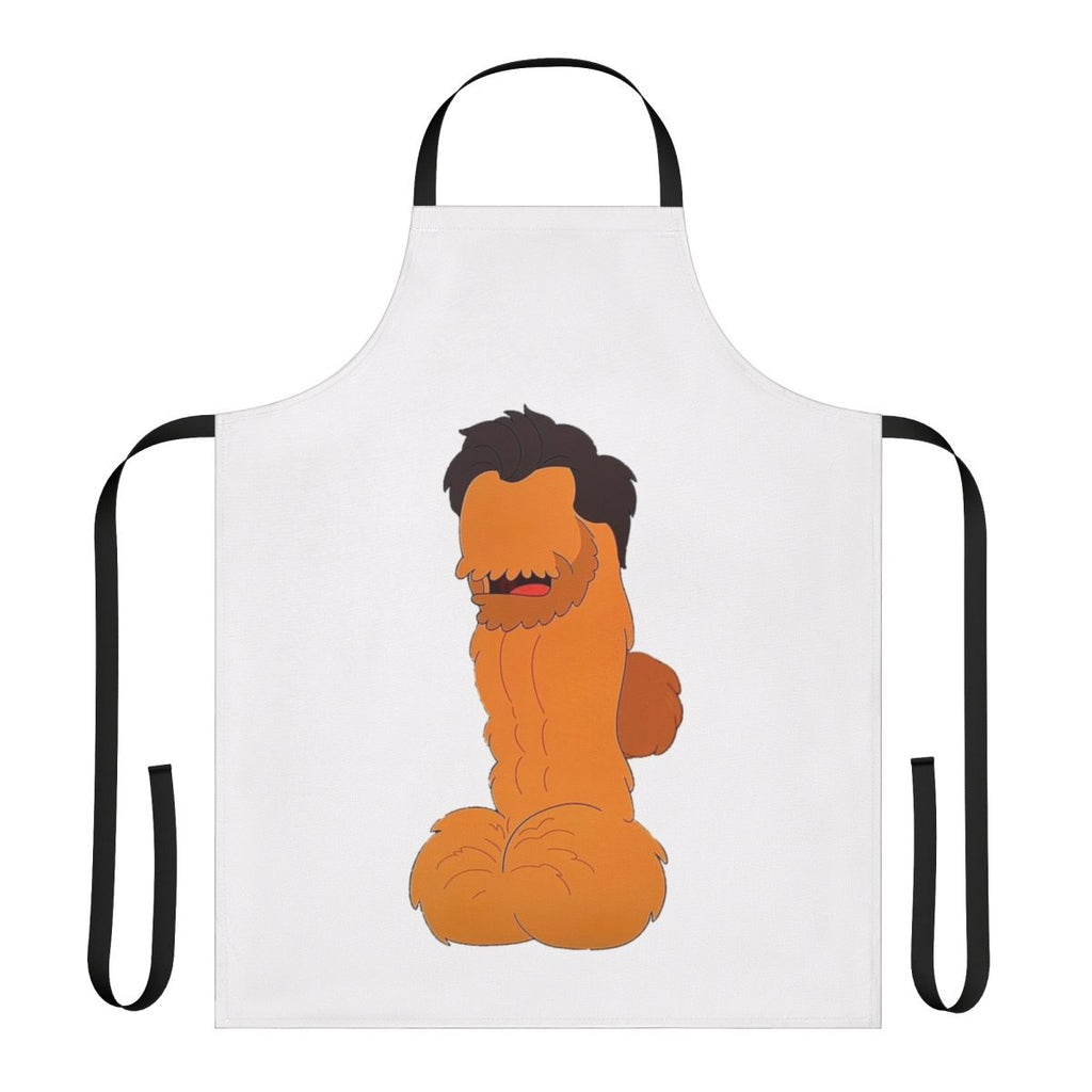 Humorous penis-themed apron featuring a parody of actor Hugh Jackman from the Netflix series Big Mouth.