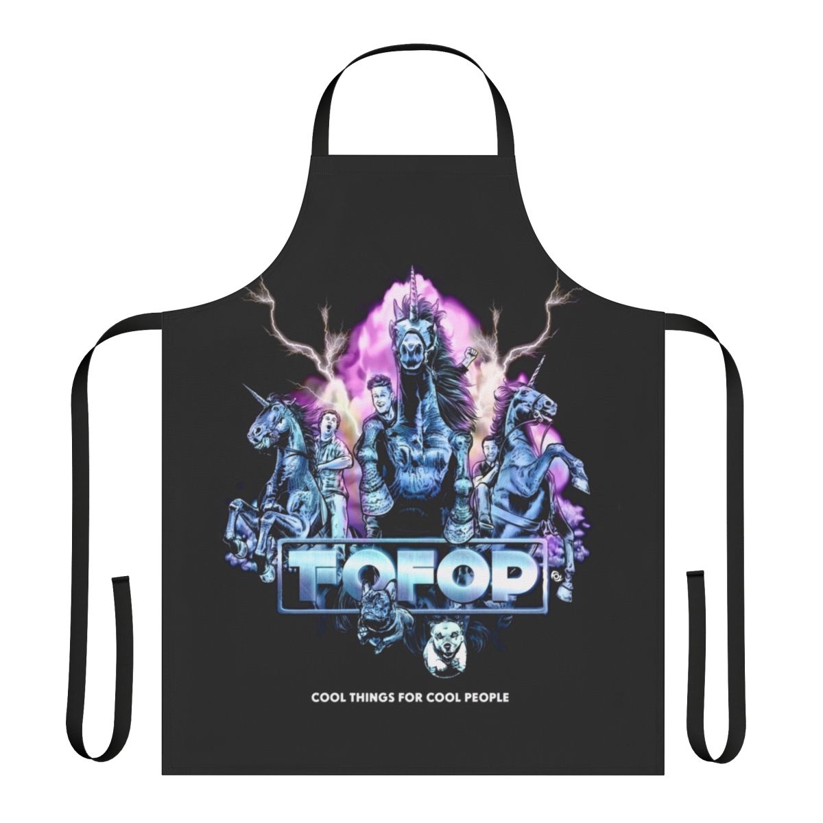 Funny apron featuring podcast hosts Wil Anderson, Charlie Clausen, and Dave Anthony