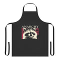Funny pink apron featuring a vintage-style illustration of a raccoon with an anarchist symbol