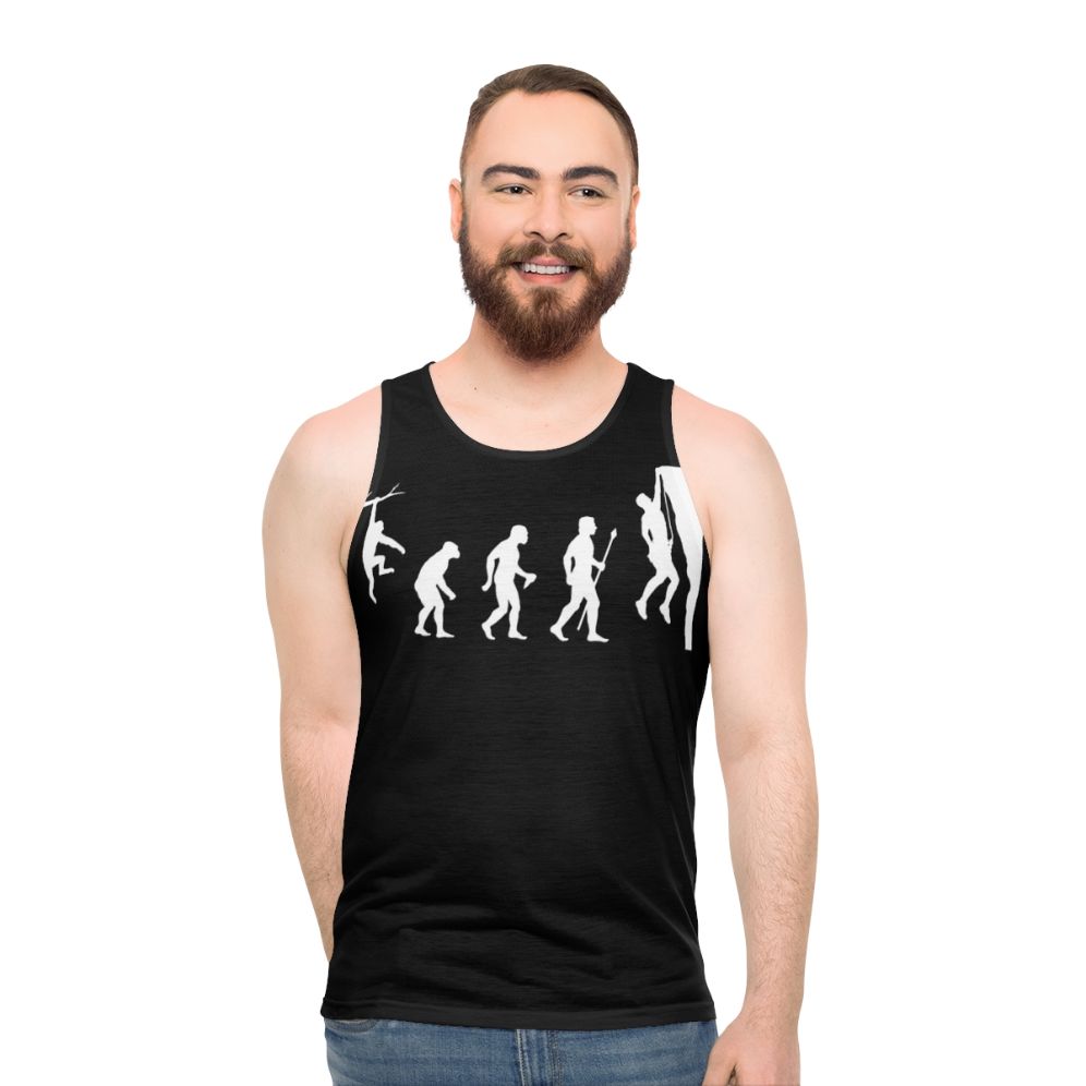Funny rock climbing evolution unisex tank top