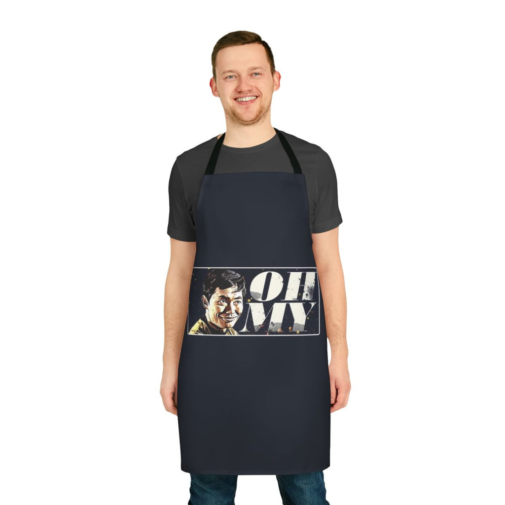 Funny science fiction-inspired apron featuring the iconic "Oh My" catchphrase of actor George Takei