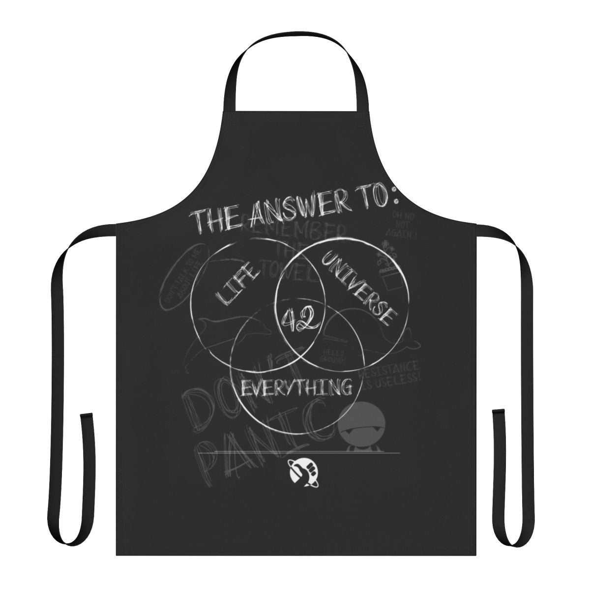 Humorous apron featuring the famous "The Answer is 42" quote from the Hitchhiker's Guide to the Galaxy