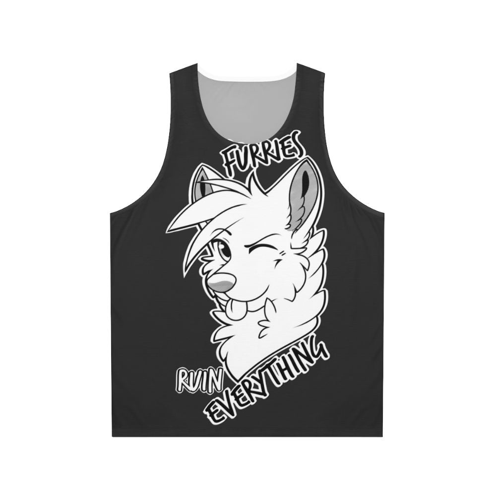 Furry-inspired unisex tank top with "Furries Ruin Everything" quote