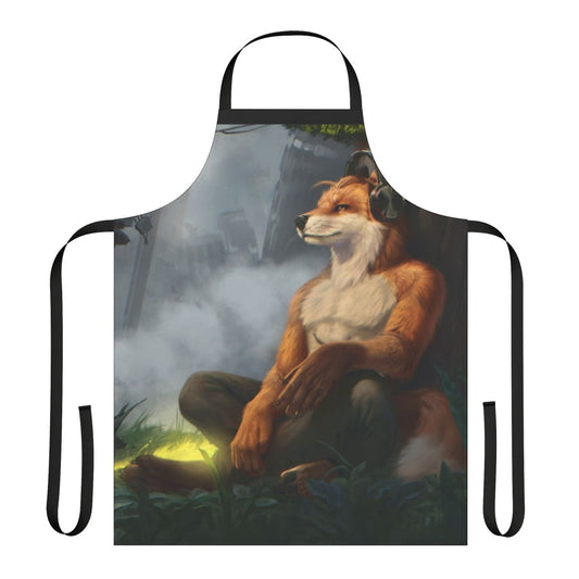 Furry, anthro-style digital painting of a relaxing apron design
