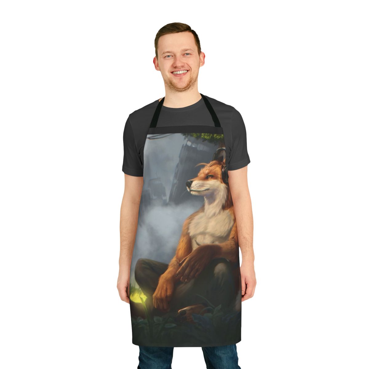 Furry, anthro-style digital painting of a relaxing apron design