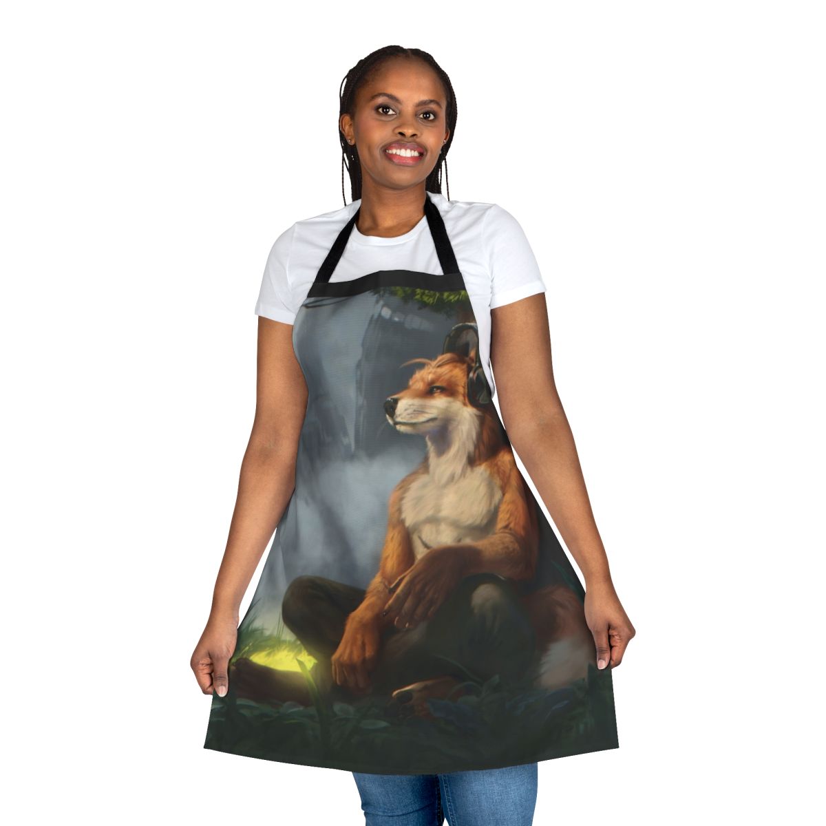 Furry, anthro-style digital painting of a relaxing apron design