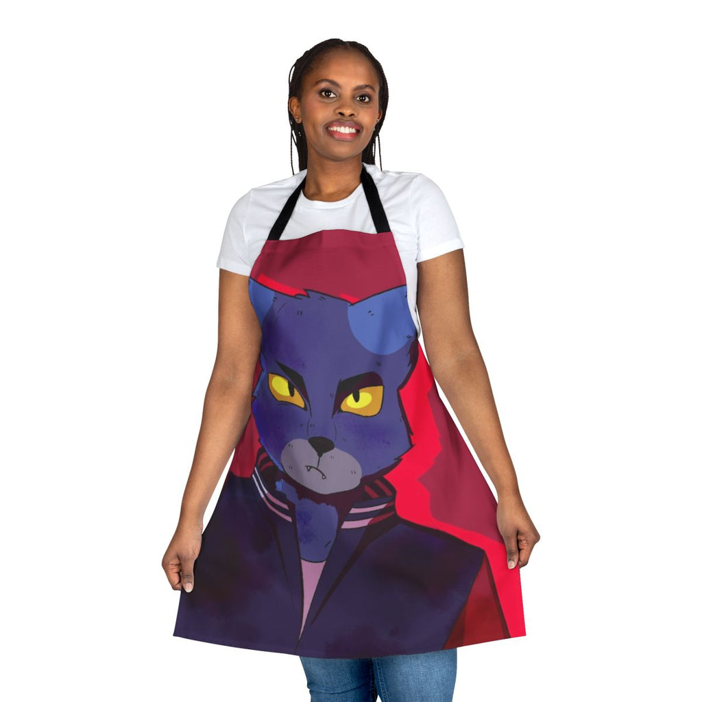 Furry cat-themed apron inspired by Caravan Palace's "Lone Digger" design