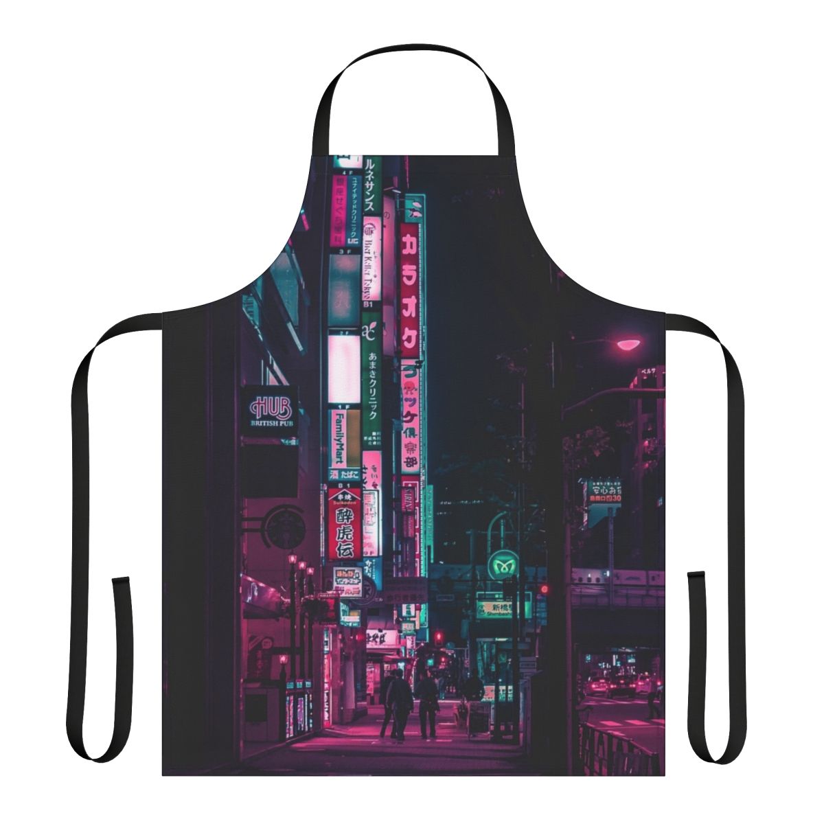 Futuristic apron with vibrant neon lights, sci-fi inspired design