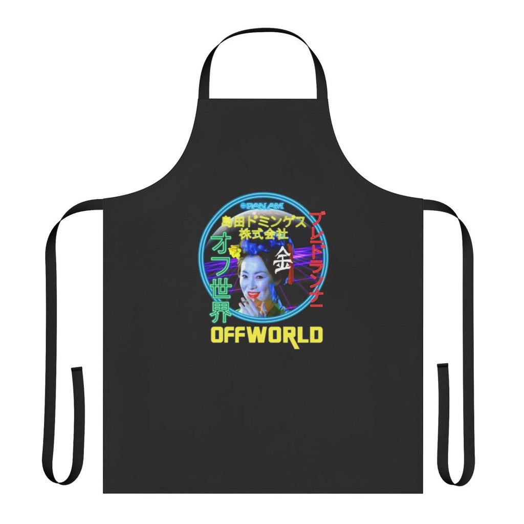 Futuristic apron with blade runner-inspired neon blimp design