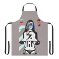 Cyberpunk-style apron with futuristic cyborg girl design
