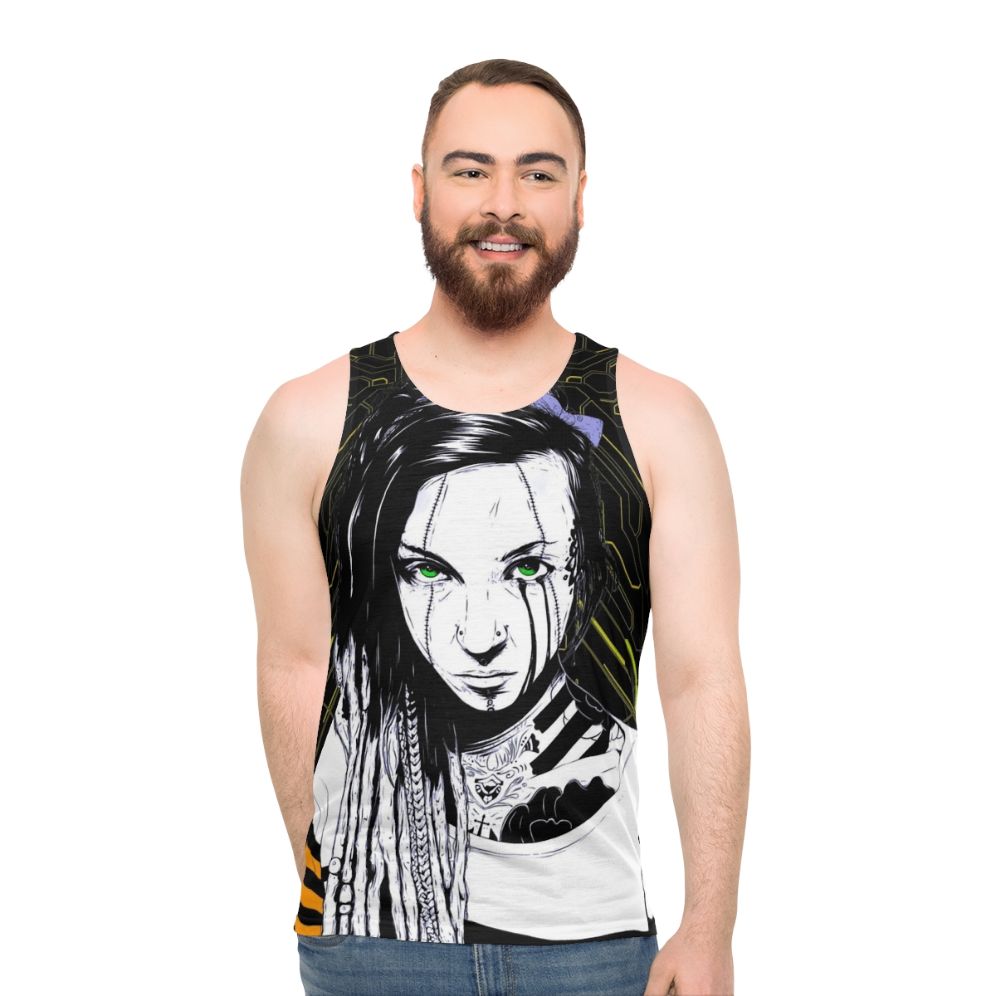 Futuristic cyberpunk unisex tank top