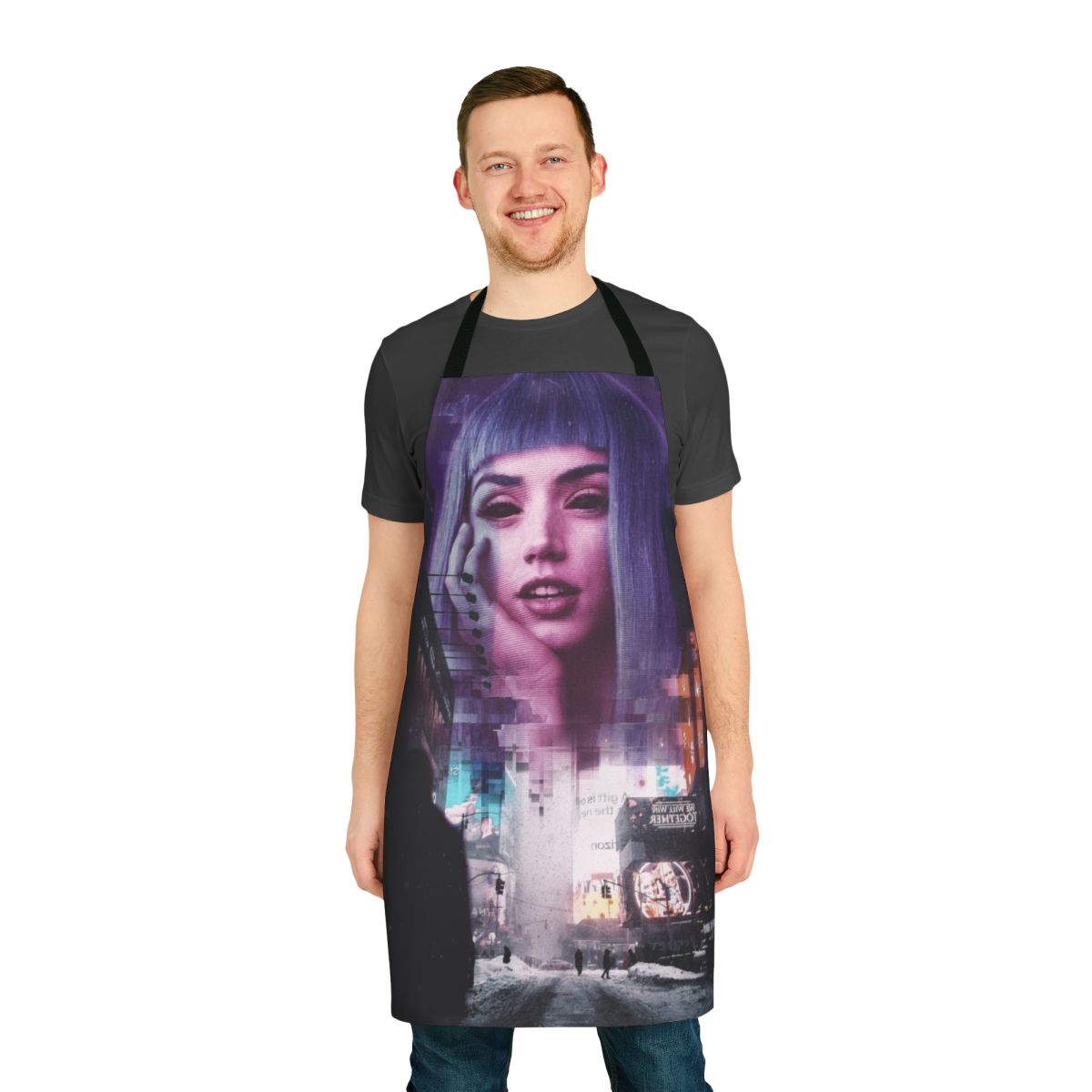 Futuristic dystopian apron with industrial, cyberpunk-inspired design