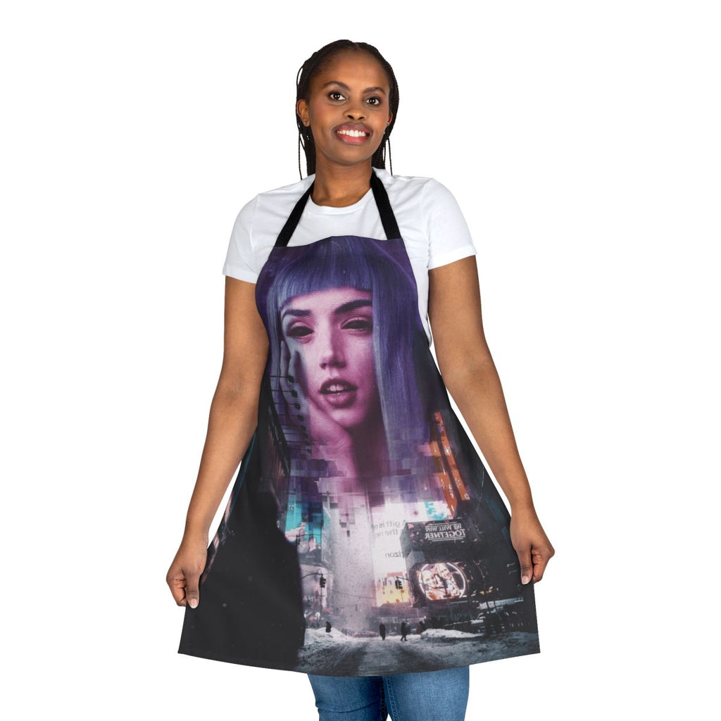 Futuristic dystopian apron with industrial, cyberpunk-inspired design