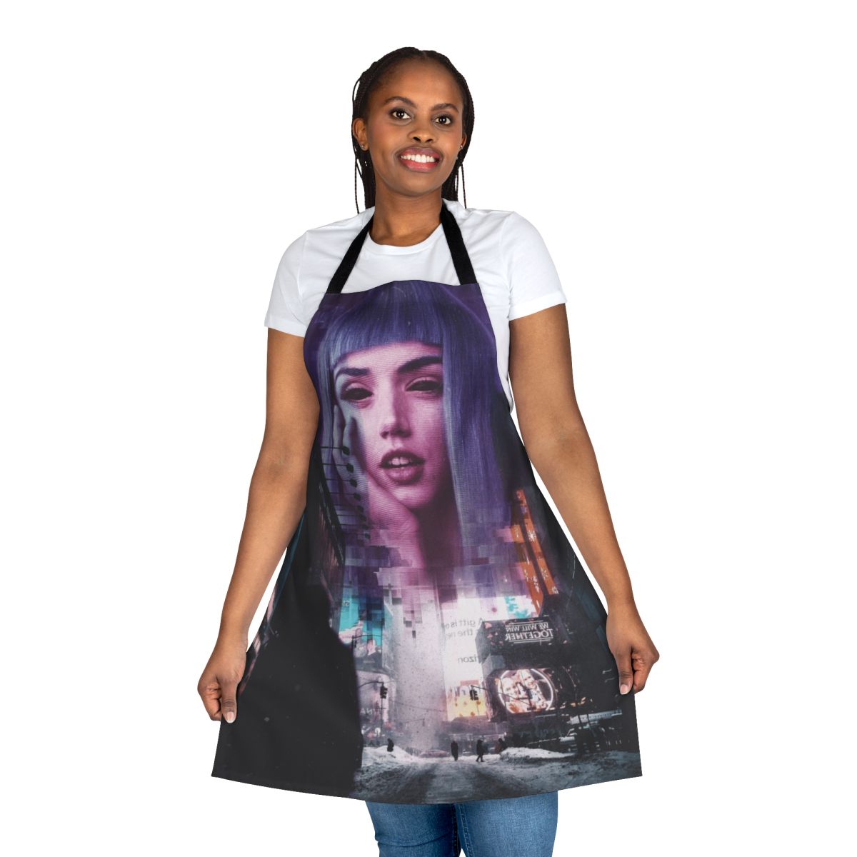Futuristic dystopian apron with industrial, cyberpunk-inspired design