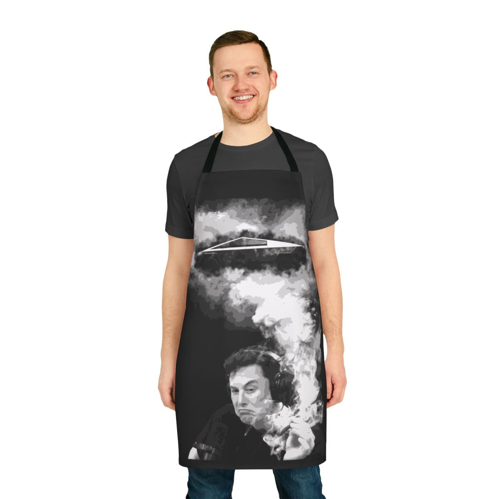 Futuristic apron featuring Elon Musk's Cybertruck design