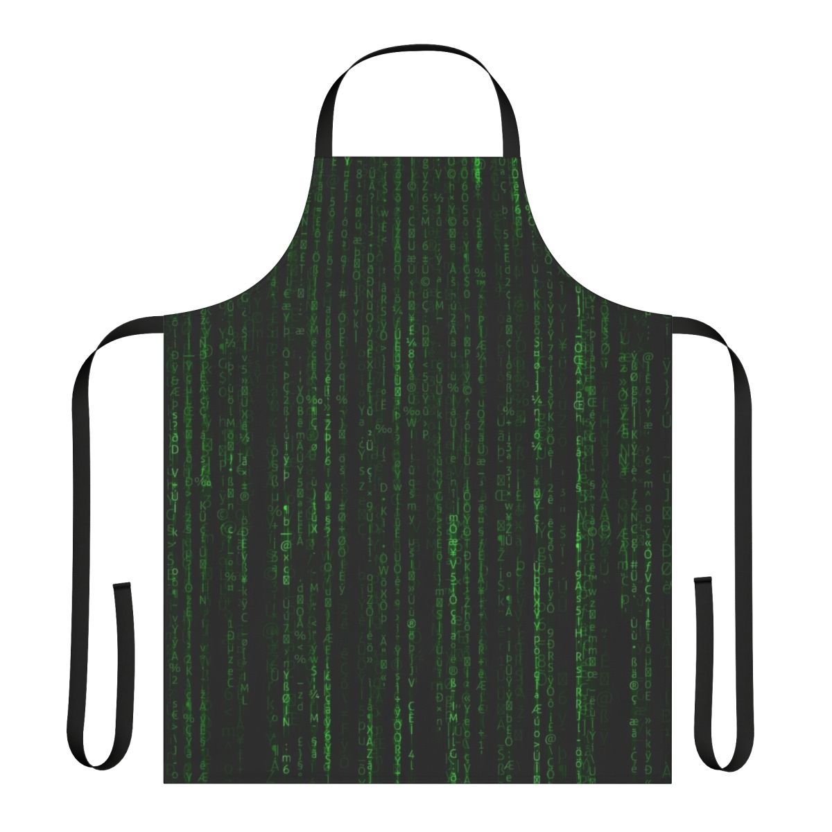 Apron with matrix-style code and digital design