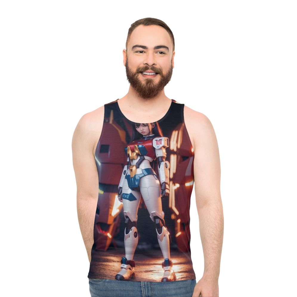 Futuristic mecha girl digital art unisex tank top