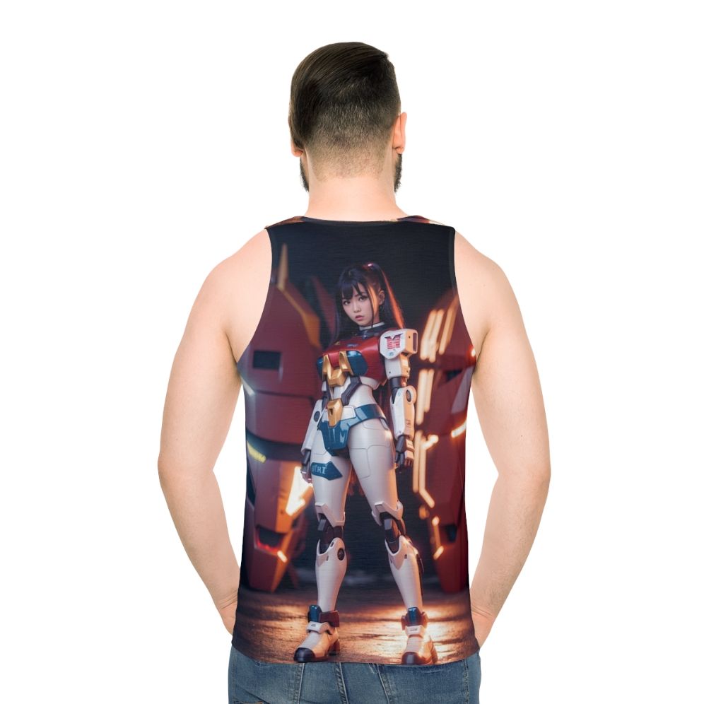 Futuristic mecha girl digital art unisex tank top
