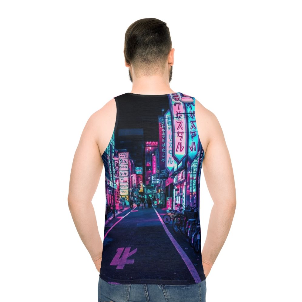 Futuristic neon unisex tank top with Japanese streetwear design